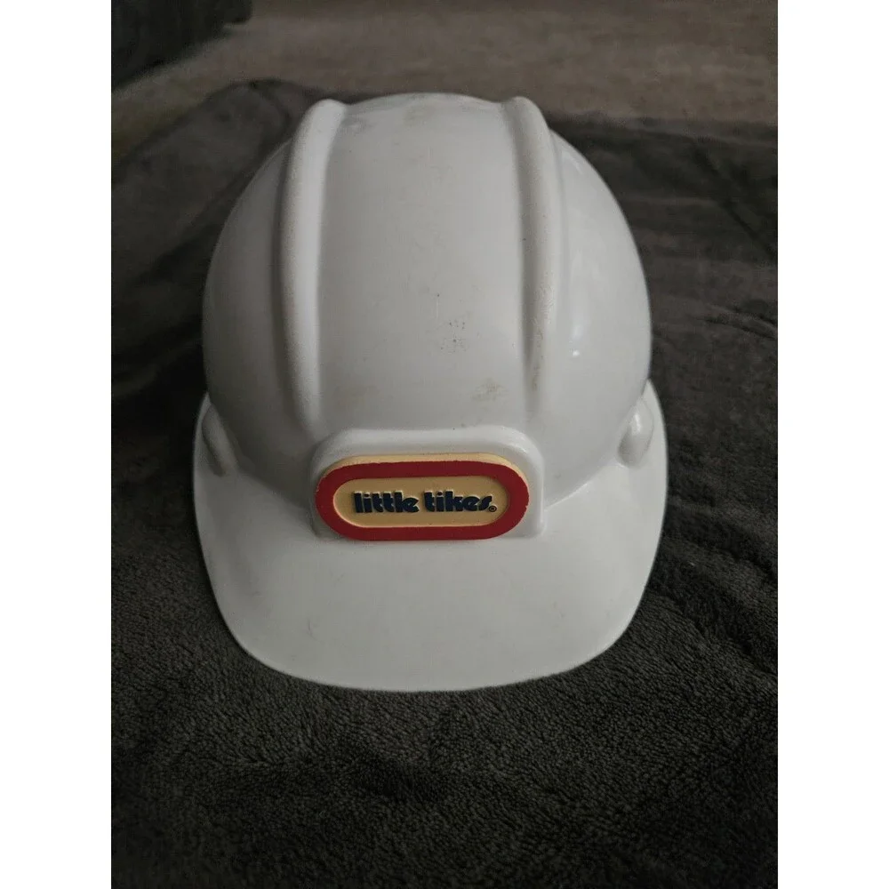 Vintage LITTLE TIKES Kid's Construction Hard Hat Plastic Adjustable Toy White